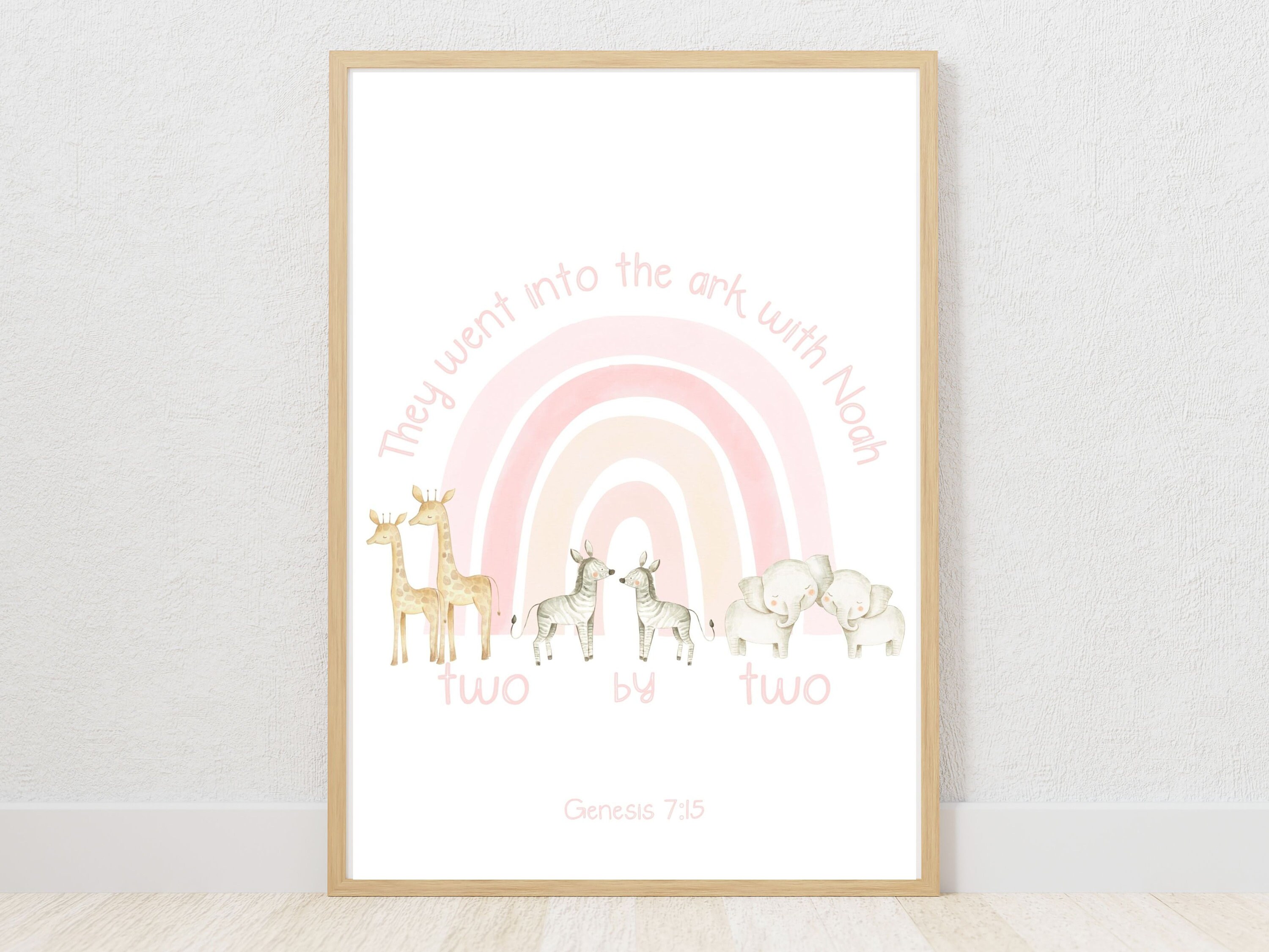 Pink Christian Animal Nursery Print | Bible Nursery Print I Digital  Download I Baby Room Art | Noah's Ark | Rainbow Verse | Scripture Decor -  Etsy, image size:3000x2250