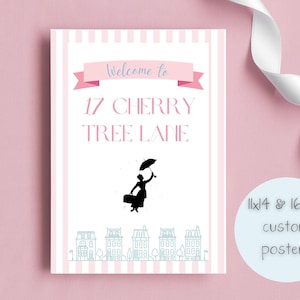 Mary Poppins Custom Party Posters| Digitaal downloaden | Verjaardagsdecor voor kinderen | 11x14 en 16x20 feestborden | Lepel Suiker | Aangepast teken