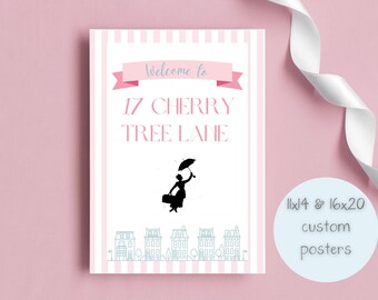 Mary Poppins Custom Party Posters| Digital Download | Kid's Birthday Decor | 11x14 and 16x20 Party Signs | Spoonful of Sugar | Custom Sign