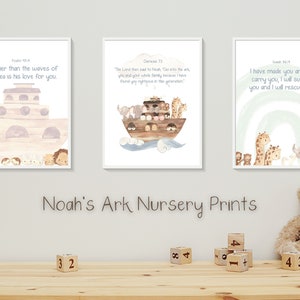 Noahs Ark 2nd Edition Nursery Set | Bible Prints | Baby Room Art | Nautical Nursery | Animal Digital Prints | Christian Baby Art