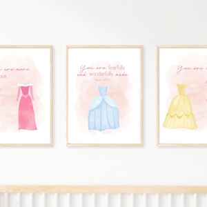 Custom Princess Scripture Nursery Set 2| Baby Girl Nursery Theme | Little Girl Room Art | Princess Prints | Princess Bedroom | Pastel Prints