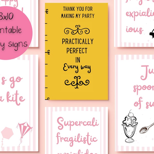 Mary Poppins Printable Party Posters| Digital Download |Birthday Decor | 8x10 Party Signs | Spoonful of Sugar | Mary Poppins | Baby Shower