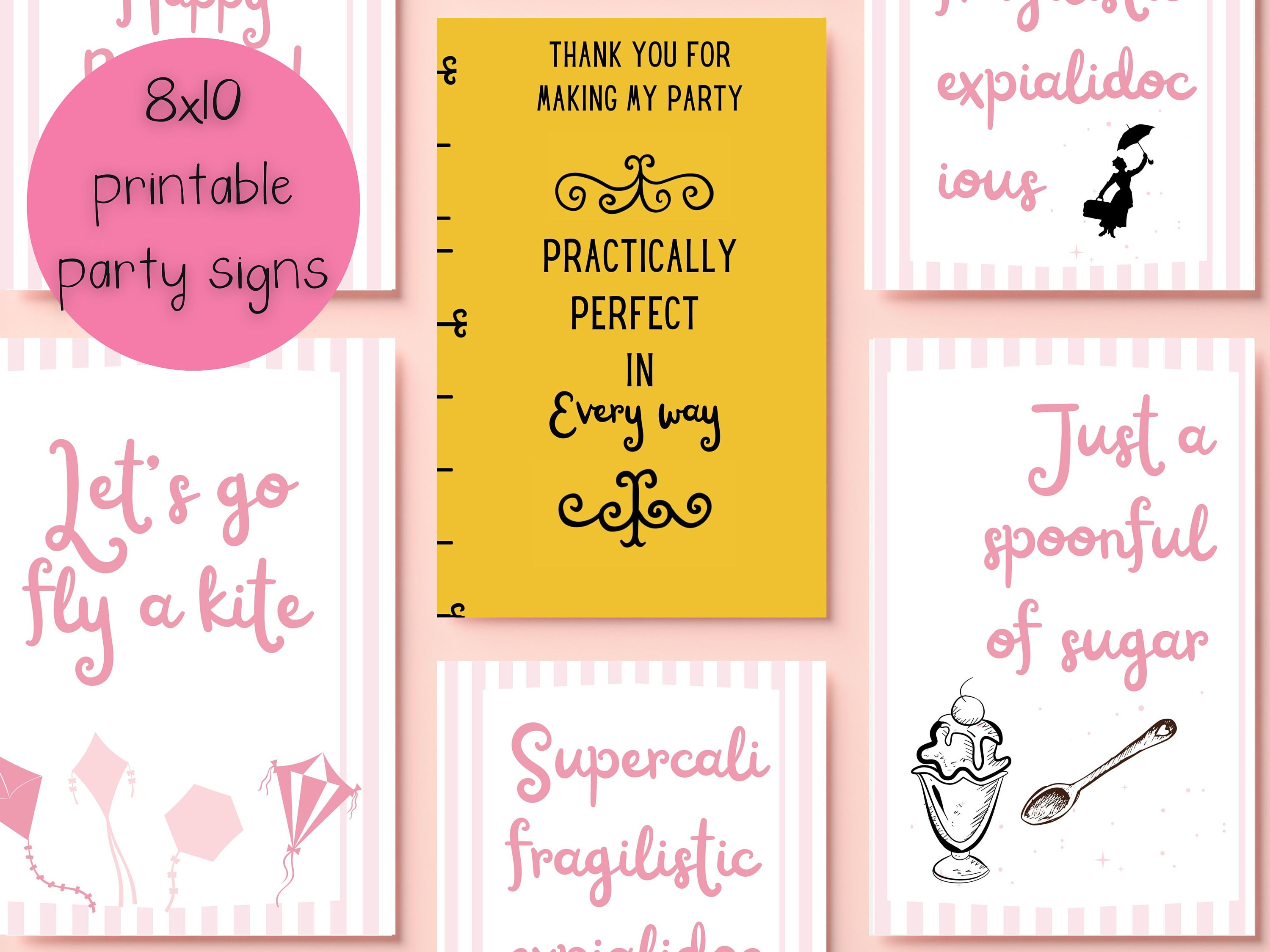 Mary Poppins Printable Party Posters Digital Download Kid's Birthday ...