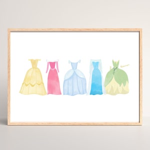 Aangepaste aquarel prinses kwekerij print | Babymeisje kinderkamer | Thema van de kamer voor kleine meisjes | Prinses Kunst