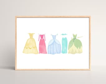 Watercolor Princess Nursery Print 2| Baby Girl Nursery | Little Girl Room Theme | Princess Decor | Pastel Princess Art