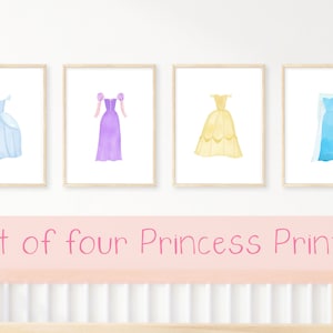 Custom Princess Theme Nursery Prints | Cinderella | Belle | Rapunzel | Elsa | Little Girls Room Decor | Fairytale | Watercolor Art