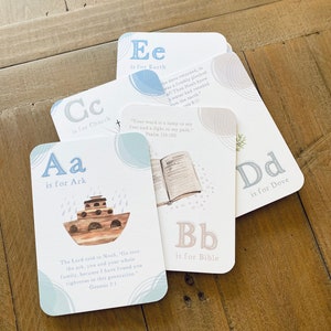 Scripture Alphabet Flash Cards|Bible Learning for Kids|Memory Verse Cards|Neutral Kids Room Decor|ABC Preschool Cards Set|Homeschool ABC Set