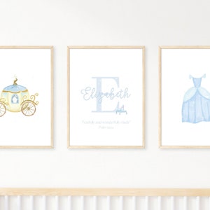 Custom Princess Print Set | Little Girl's Room Digital Art | Personalized Fairytale Theme Decor | Nursery Monogram Prints | Baby Girl Room