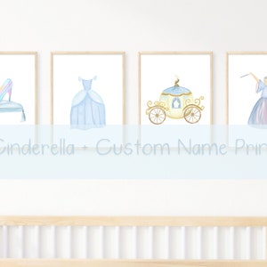 Custom Princess Theme Nursery Prints | Cinderella | Little Girls Room Decor | Fairytale | Watercolor Art