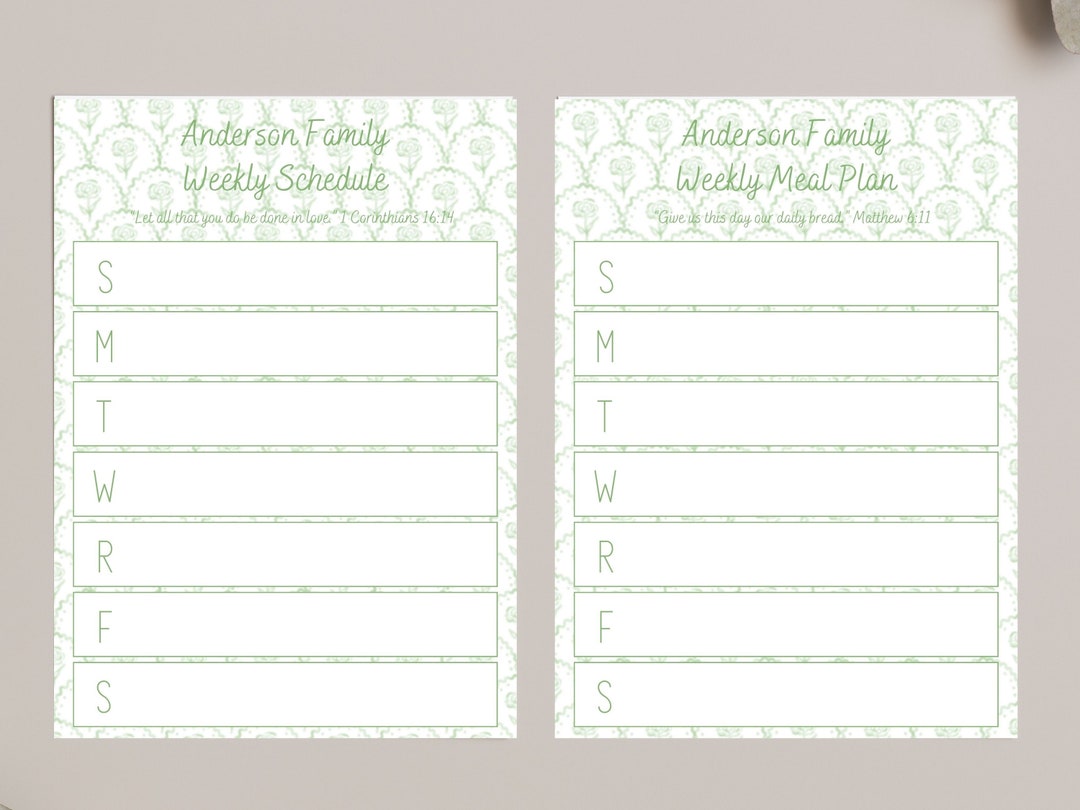 custom-family-weekly-schedule-printable-weekly-meal-plan-etsy