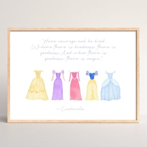 Impresión de acuarela de vestido de princesa / Arte infantil (Descarga digital)