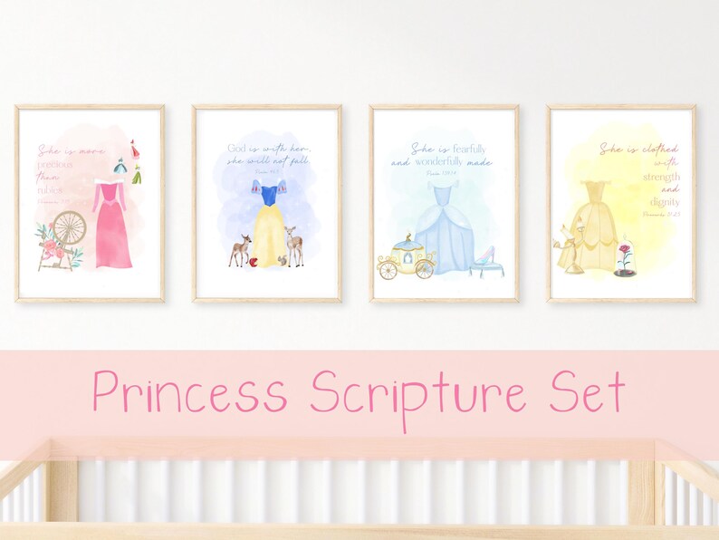 Princess Theme Nursery Prints | Cinderella | Belle | Aurora | Snow ...