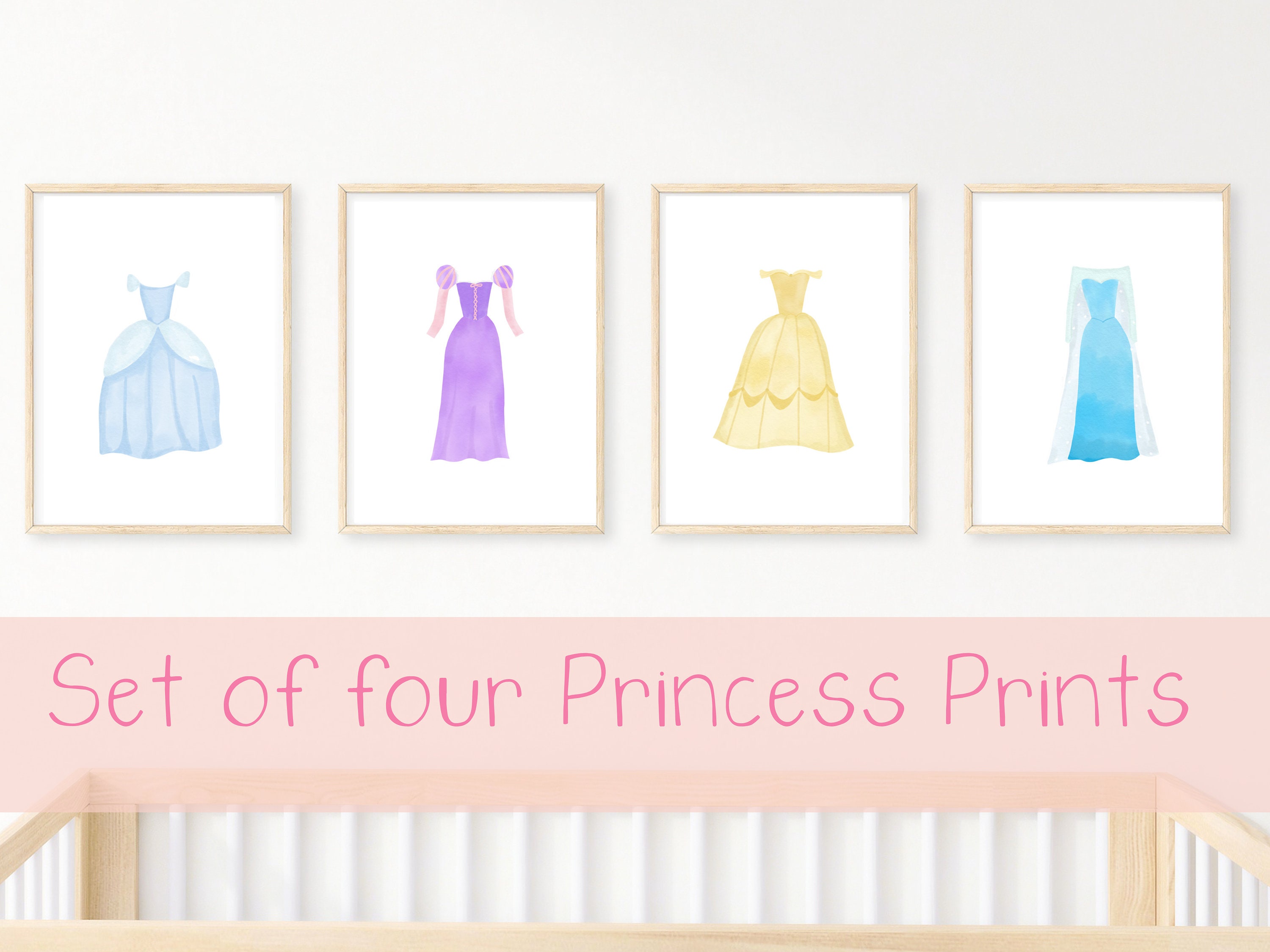 Customized Set of Four Princess Prints | Cinderella | Belle | Aurora ...