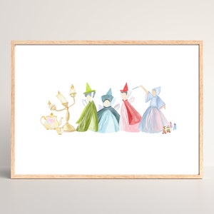 Custom Fairytale Princess Print | Baby Girl Nursery | Little Girl Room Theme | Princess Decor | Pastel | Fairy godmother