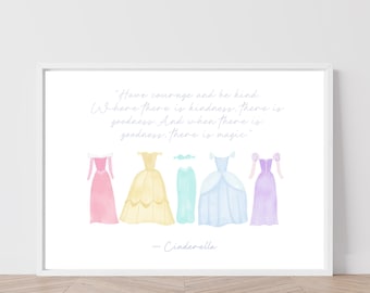Custom Pastel Princess Nursery Print | Baby Girl Nursery | Little Girl Room Theme | Princess Art
