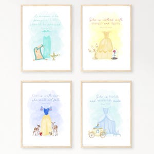 Princess Theme Nursery Prints | Cinderella | Belle | Jasmine | Snow White | Little Girls Room Decor | Fairytale | Scripture Verse Art