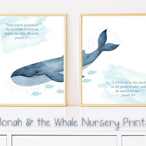 Jonah & the Whale Nursery Set I Nautical Nursery Prints I Christian Nursery Decor