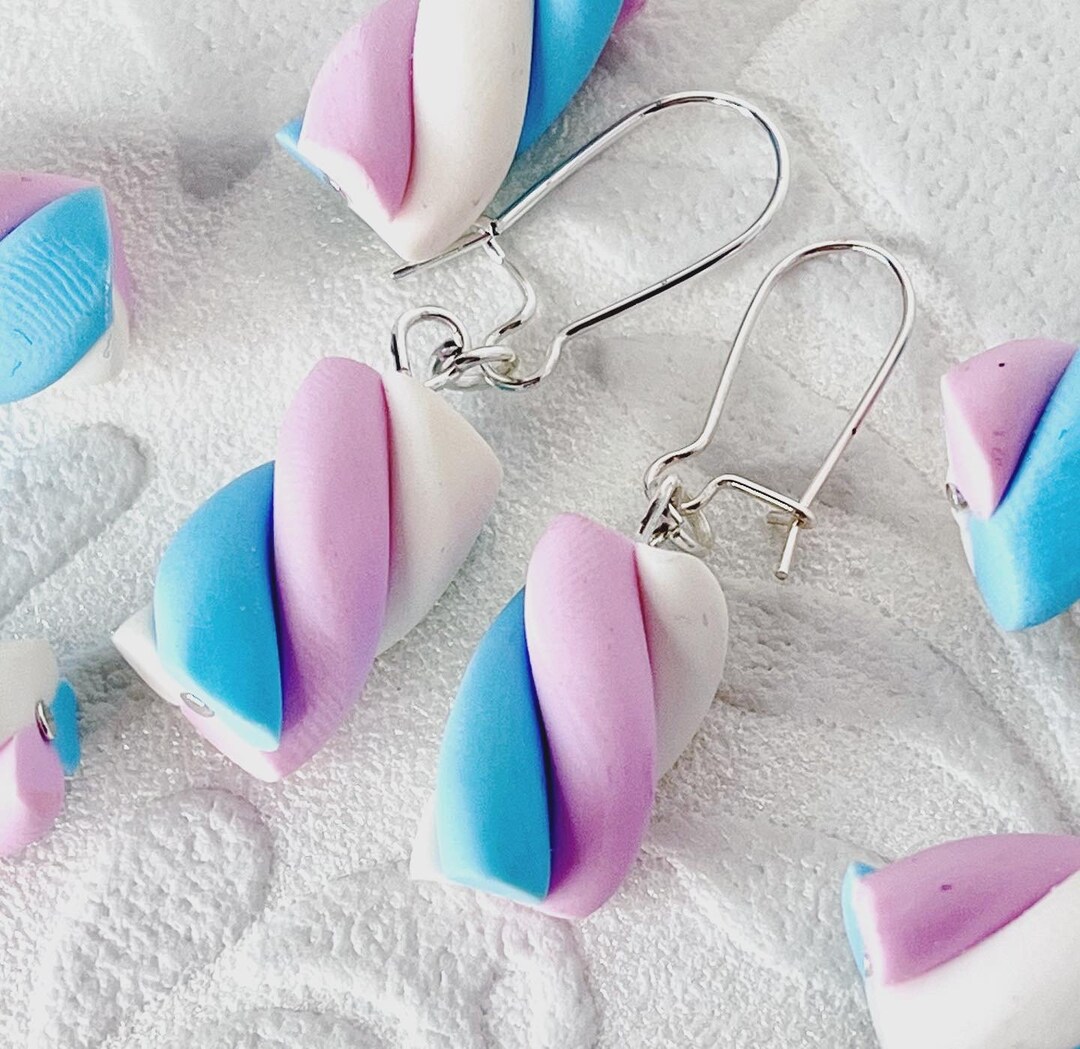 Marshmallow Earrings Handmade Polymer Earrings Flump Etsy