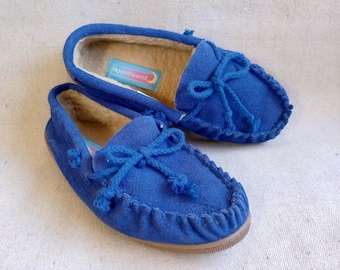 Pantuflas tipo mocasín de ante azul Moonbeams