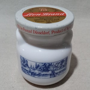 Vintage, Frenzel Dusseldorf, Milk Glass, Mustard Jar