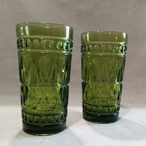 Paar, Vintage, Emerald Juice Glazen