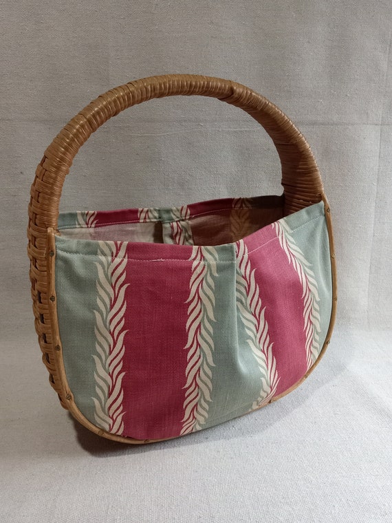 Retro Wooden & Fabric Handbag