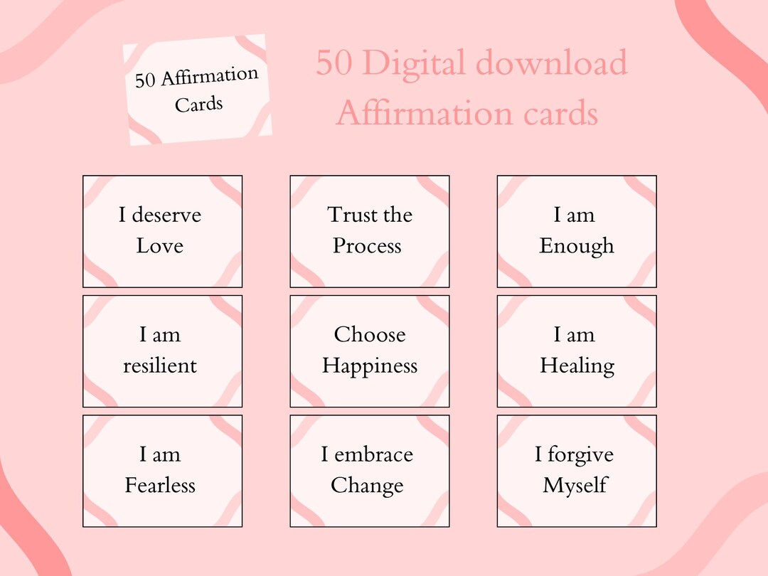50 Digital Affirmation Cards - Etsy