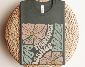 Floral Boho Massage Therapist T-Shirt Massage Therapy Shirt Gift for Massage Therapist Graduate CMT TShirt LMT Wildflower Massage T-Shirts