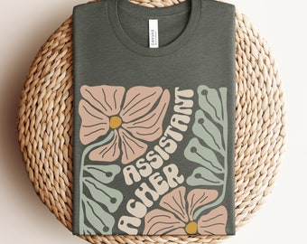 Teacher Assistant Shirt | Teaching Assistant T Shirt | Wildflower Floral Tee | Retro Boho School Staff Shirt | Classroom Support Gift