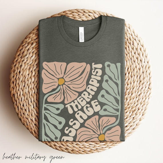 Floral Boho Massage Therapist T-Shirt Massage Therapy Shirt Gift for Massage Therapist Graduate CMT TShirt LMT Wildflower Massage T-Shirts