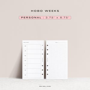 Hobo Weeks, Personal Size Planner, Hobonichi Weeks Inspired, Undated Weekly Plan, Printable Planner Inserts, Work Agenda Refills, Grid Notes