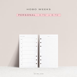 ほぼ日ウィークス、パーソナルサイズプランナー、ほぼ日ウィークス風、日付なしウィークリープラン、印刷可能なプランナーリフィル、仕事用アジェンダリフィル、グリッドノート