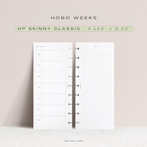 Hobonichi Weeks-inspirerad, odaterad veckoplan och rutnätsanteckningar, HP Skinny Classic, utskrivbara planeringsinlägg, arbetsagenda, diskbunden refill