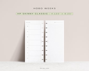 Hobonichi Weeks Inspired, Undated Weekly Plan and Grid Notes, HP Skinny Classic, Printable Planner Inserts, Work Agenda, Discbound Refills