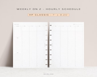 HP Classic Weekly Hourly Schedule, Weekly Planner on 2 Pages, Habit Tracker, Weekly Daily Overview, HP Classic Printable Planner Inserts PDF