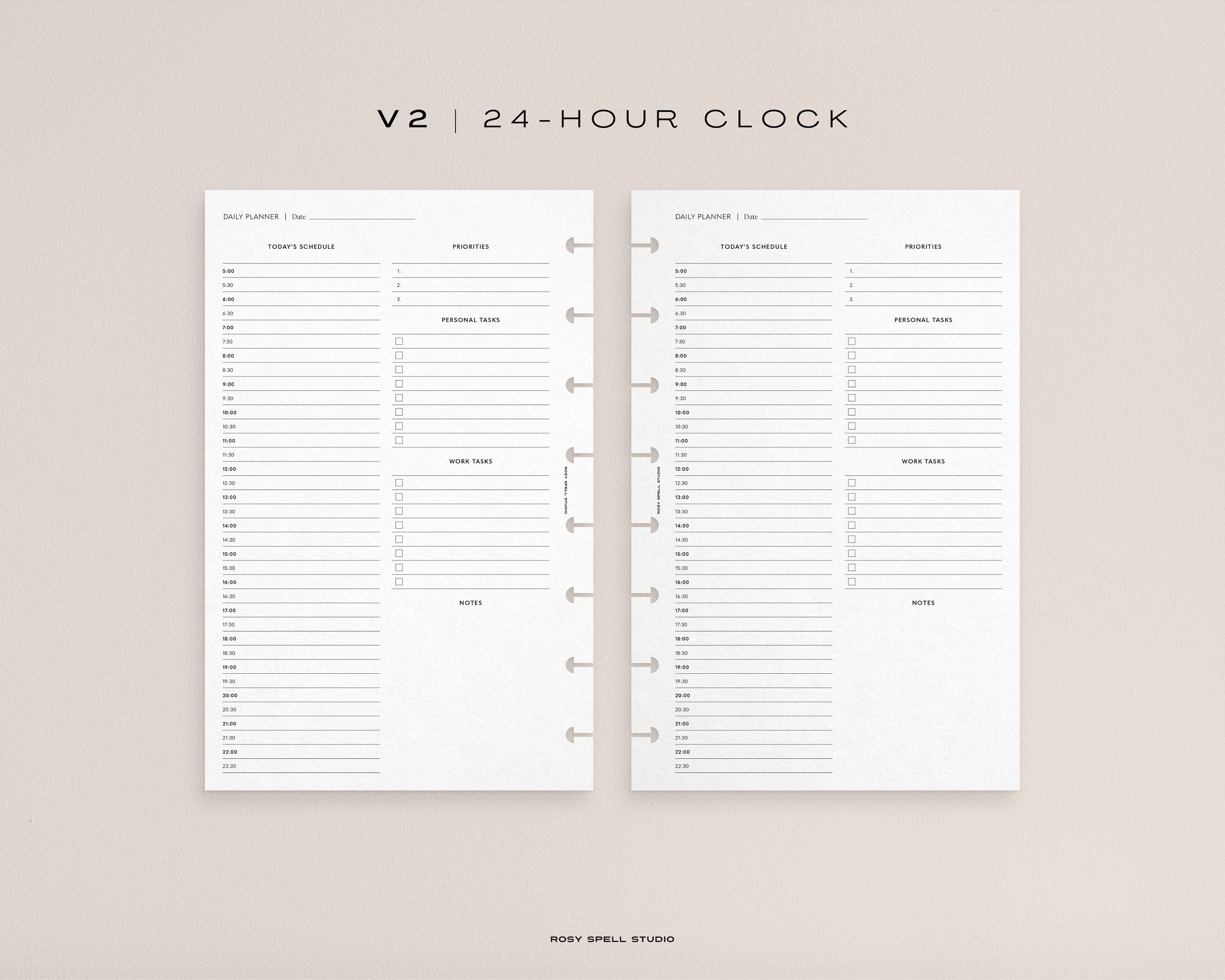 Daily Planner, HALF Printable Planner Inserts, Undated Half Letter Day ...
