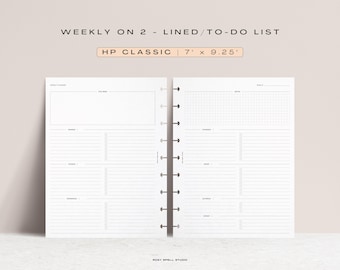 2-Page Weekly Planner, Overview with To-Do List, HP Classic Printable Planner Inserts, Student Planner, Undated Weekly School Schedule, WPO2