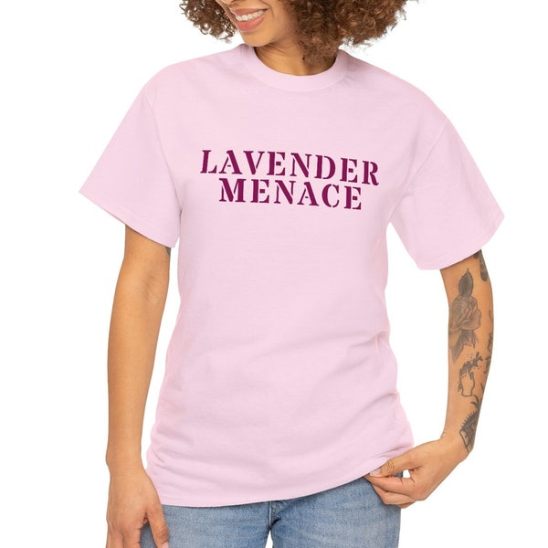Lavender Menace - Vintage, Original Colors - Unisex Heavy Cotton Tee, Lesbian Pride, Feminist Shirt, Lesbian Shirt, Sapphic Pride, WLW Shirt