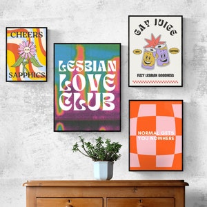 Set of 4 Lesbian Art Prints, Lesbian Art, Lesbian Prints, Affirmation, LGBT Wall Art, Lesbian Affirmation, Sapphic Art, WLW Art,