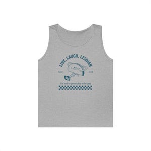 Unisex Heavy Cotton Tank Top - Live Laugh Lesbian, WLW, Sapphic, Feminist Tank Top, Lesbian Tank, Funny Lesbian Tank, Funny Lesbian Shirt
