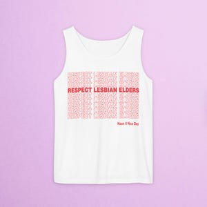 Unisex Tank Top Comfort Farben - Respekt für lesbische Älteste - Sapphic Shirt, Lesben Shirt, Gay Shirt, LGBT Tank, lustiges Gay Shirt, WIW Shirt
