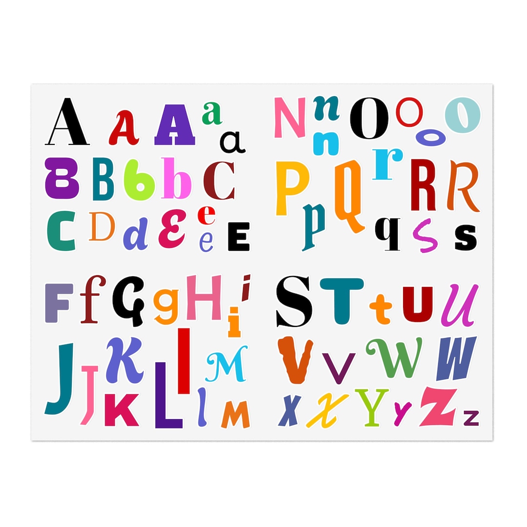 100% Vinyl Sticker Sheet - Alphabet Sticker Sheet, Scrapbook Stickers ...