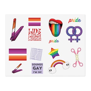 14 Lesbian Stickers, Lesbian Sticker Pack, Lesbian stickers, WLW laptop sticker, Laptop Sticker, WLW Pride Sticker, Pride Bottle Sticker