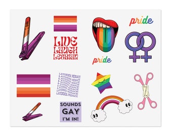 14 Lesbian Stickers, Lesbian Sticker Pack, Lesbian stickers, WLW laptop sticker, Laptop Sticker, WLW Pride Sticker, Pride Bottle Sticker