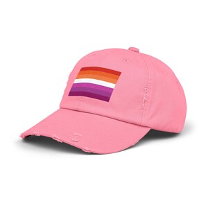 Verontruste uniseks pet - pet lesbienne vlag - Pride Month hoed, lesbienne kleding, cadeaus voor lesbiennes Lesbian Pride Sapphic hoed WLW hoed lesbienne zomer
