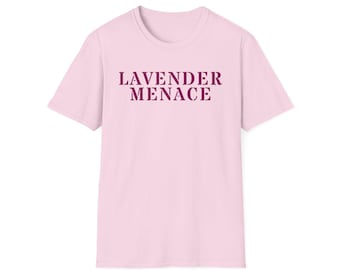 Unisex Softstyle T-Shirt - Lavender Menace, Scissoring, Lesbian Shirt, Gay Shirt, WLW, Sapphic, Funny Lesbian Shirt, Lesbian History