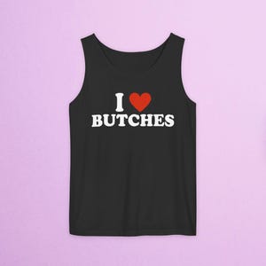 Unisex Tank Top Comfort Farben - I Heart Butches, I Love Butches - Sapphic Shirt, LGBT Tank, Pride Shirt
