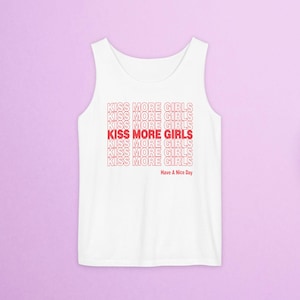Unisex Tank Top Comfort Colors - Kiss More Girls - Sapphic Shirt, Lesbian Pride, WLW Shirt, LGBT Tank, Pride Month, Lesbian Pride