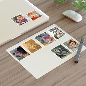 Sticker Sheet - Lesbian Art, Sapphic Art, Lesbian Stickers, WLW Sticker, Sapphic Stickers, Lesbian Gifts, Vintage Sapphic, Vintage Lesbian