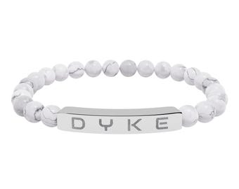 Engraved Natural Stone Bracelet - Stainless Steel Lesbian Jewelry